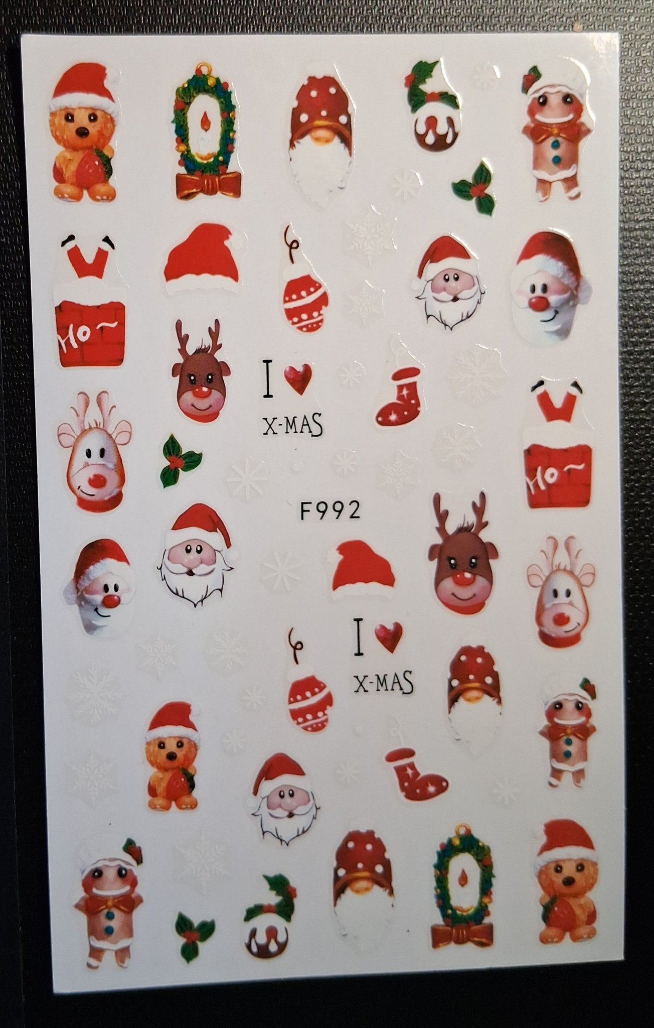 Nail Art Stickers — 15F Christmas Style 3 (F992, 1 page)